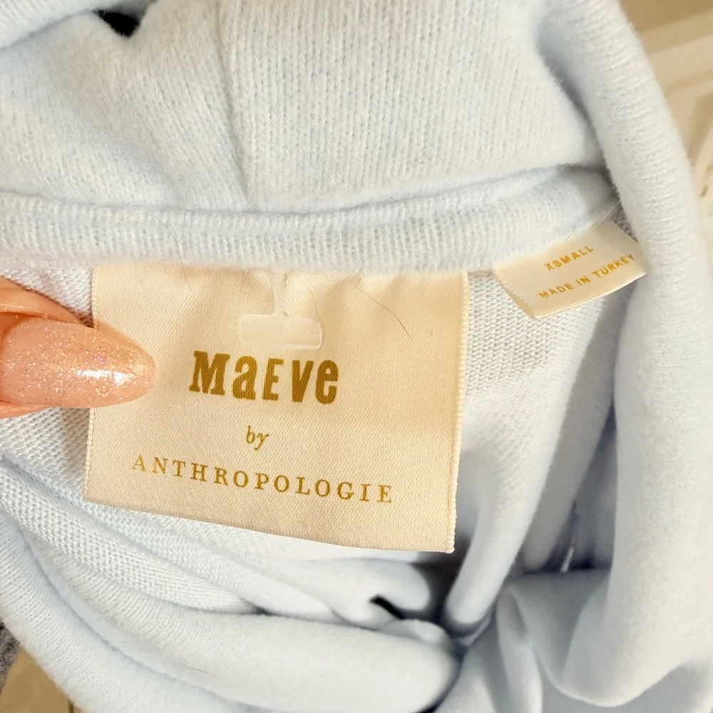 Maeve Anthropologie Light Blue Cowl Neck Tunic Sweater Hi-Low XS - Picture 7 of 12